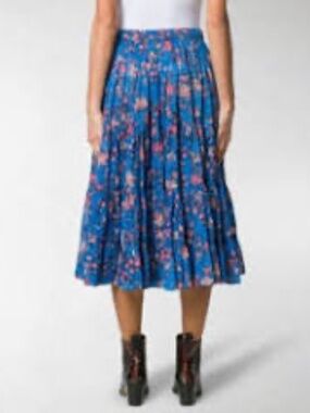 Isabel Marant Etoile Blue Floral Tiered Midi Skirt Elfa size 36